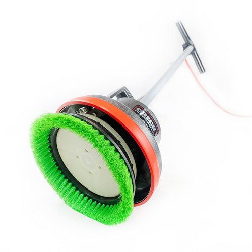 Green 12" Stone Floor Scrubbing Brush Underneath the Oreck® Orbiter® Thumbnail