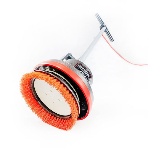 Underneath View of the Orange 12" Heavy Duty Nylon Floor Scrubbing Brush for the Oreck® Orbiter® on Floor Buffer Thumbnail