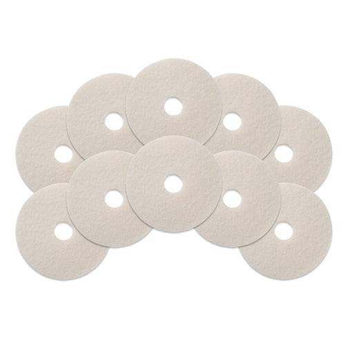 6.5" Round White Floor Polishing Pads (10 Pack) Thumbnail